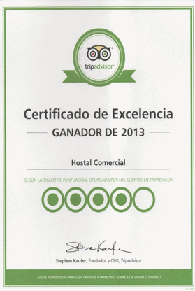 Hostal Comercial Ganador Certificado Excelencia - Trip Advisor 2013